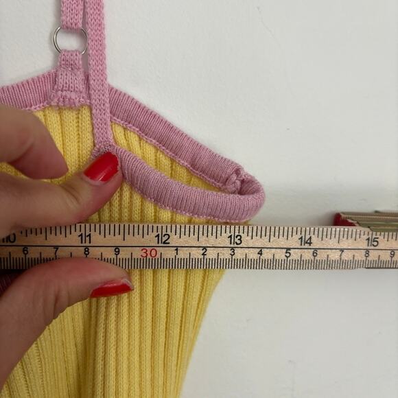 Mable Color Block Cutout Midi Dress Ribbed Pink and Yellow M - Picture 7 of 10